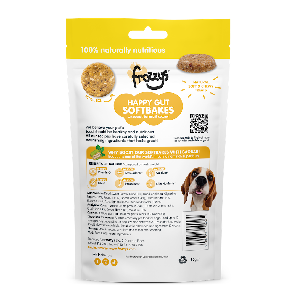 Frozzys Happy Gut Softbakes - Peanut, Banana & Coconut