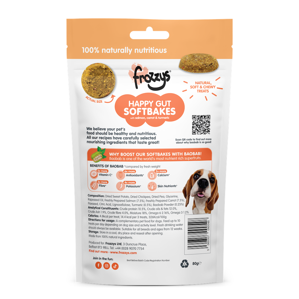 Frozzys Happy Gut Softbakes - Salmon, Carrot & Turmeric