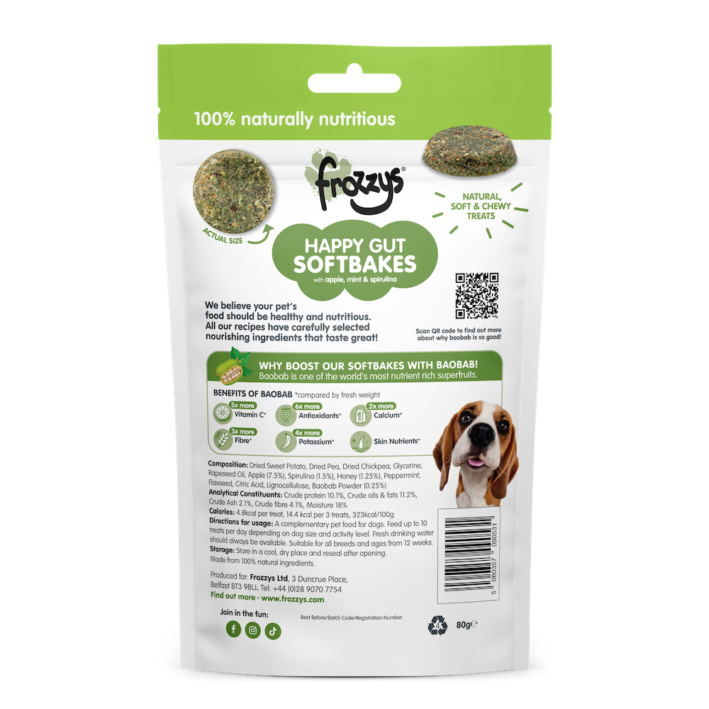 Frozzys Happy Gut Softbakes - Apple, Mint & Spirulina